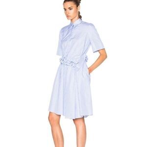English Factory Men's Shirt Ruffled Pinstripe Short Sleeve Dress Women's Large